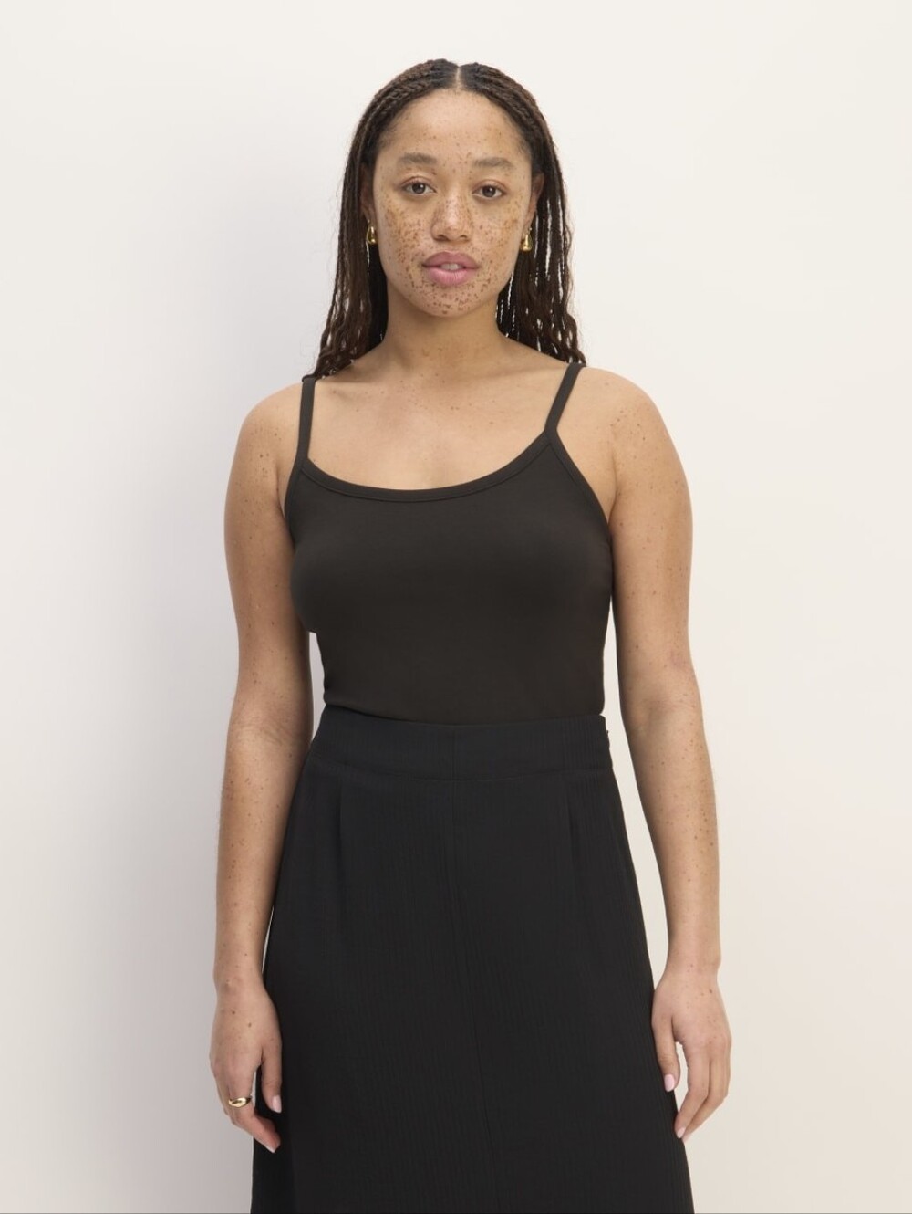 Everlane Tank Top Womens XXL 2X Black Crop Kelly Cami Supima Spaghetti